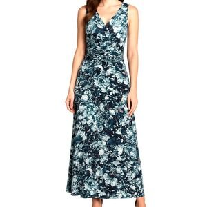 Maxi Dress M/L Paradis Miss Blue White Sleeveless Abstract Print Stretchy Lq